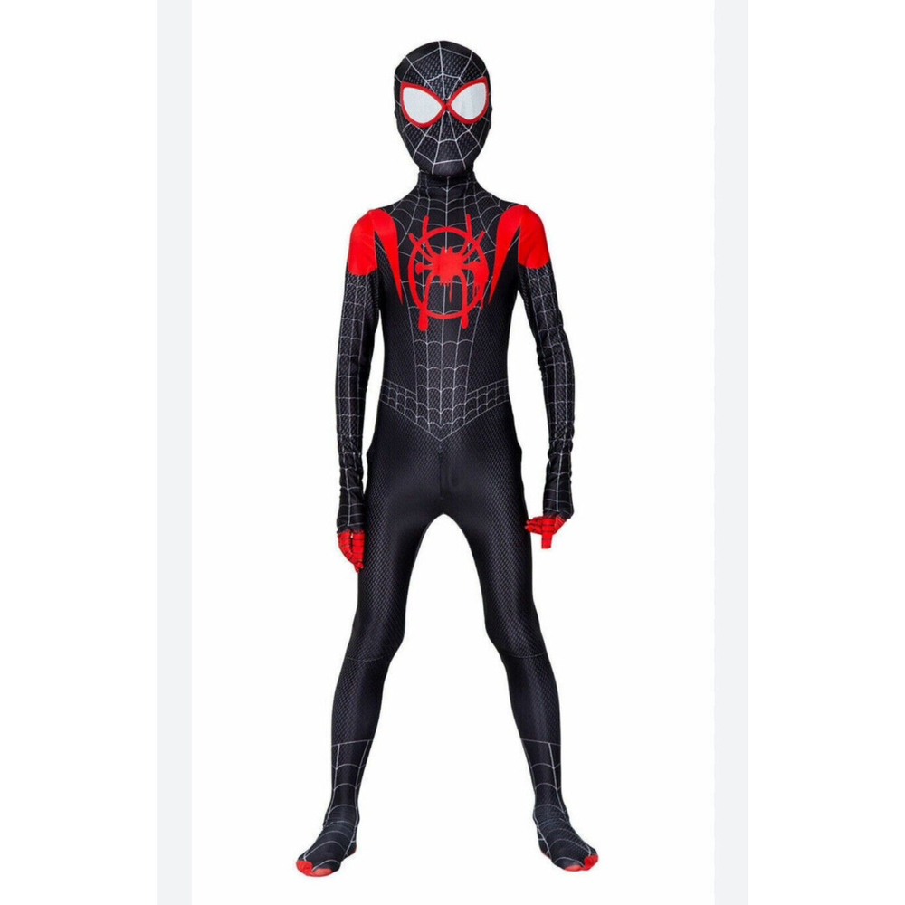 Spider-Man Miles Morales Cosplay Costume & Mask Kids Large Size 130cm EUC